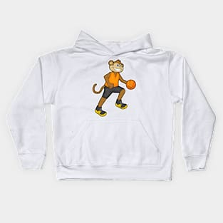 Monkey at Basketball Sports Kids Hoodie